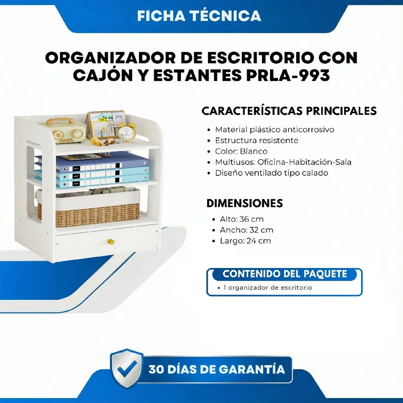 Organizador de Escritorio con Cajón y Estantes Mueble Multifuncional para Oficina y Hogar