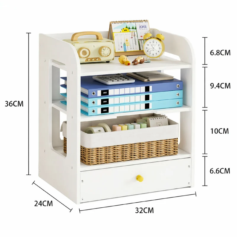 Organizador de Escritorio con Cajón y Estantes Mueble Multifuncional para Oficina y Hogar