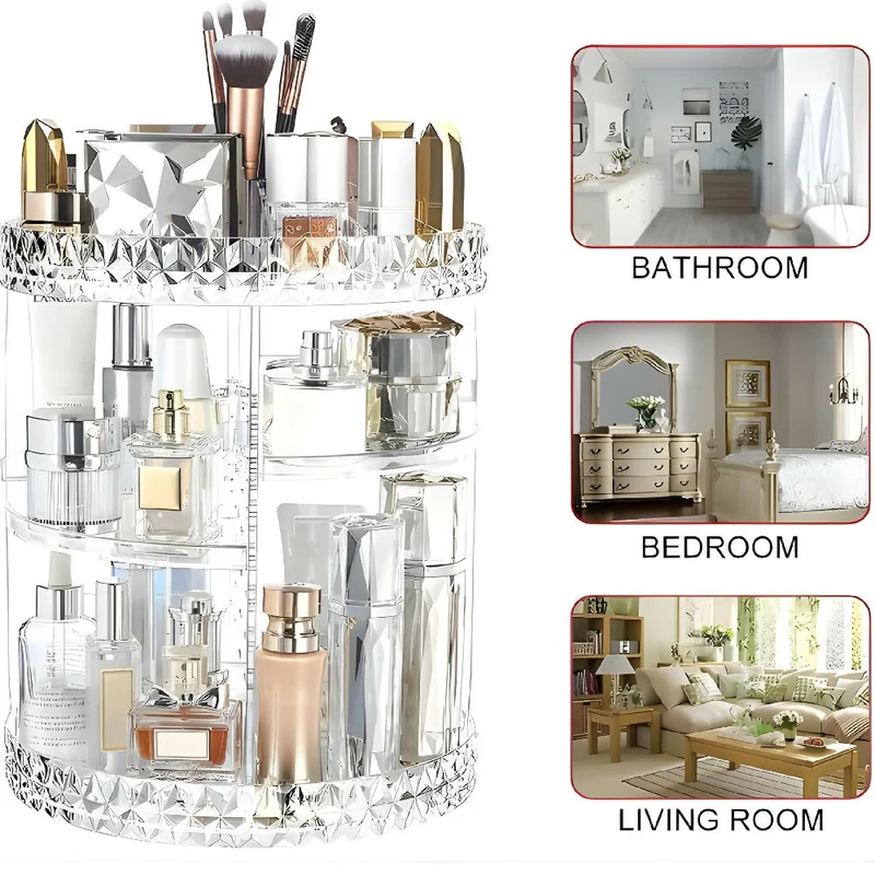 Organizador de Maquillaje Giratorio 360 CX199 Transparente y Multiusos