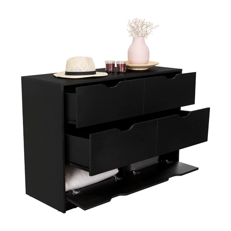Organizador Brasilia, Wengue, con Cuatro Cajones Multiusos Deslizables