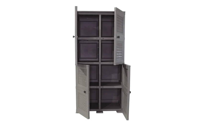 Mueble Organizador Elegance Rattan Da Vinci, Cocoa, con Cuatro Puertas Batientes