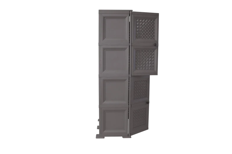 Mueble Organizador Elegance Rattan Da Vinci, Cocoa, con Cuatro Puertas Batientes