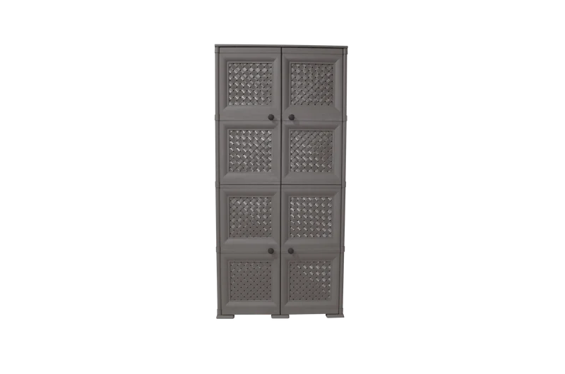 Mueble Organizador Elegance Rattan Da Vinci, Cocoa, con Cuatro Puertas Batientes