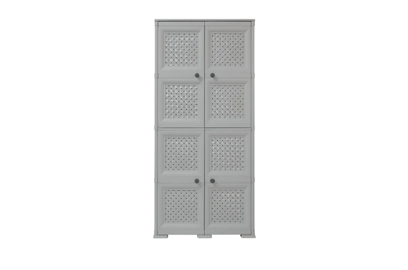 Mueble Organizador Elegance Rattan Da Vinci, Gris, con Cuatro Puertas Batientes