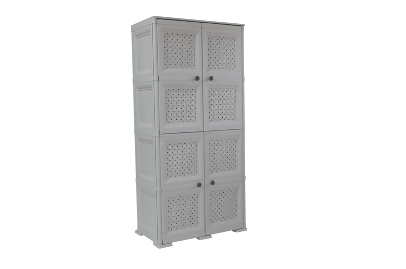 Mueble Organizador Elegance Rattan Da Vinci, Gris, con Cuatro Puertas Batientes