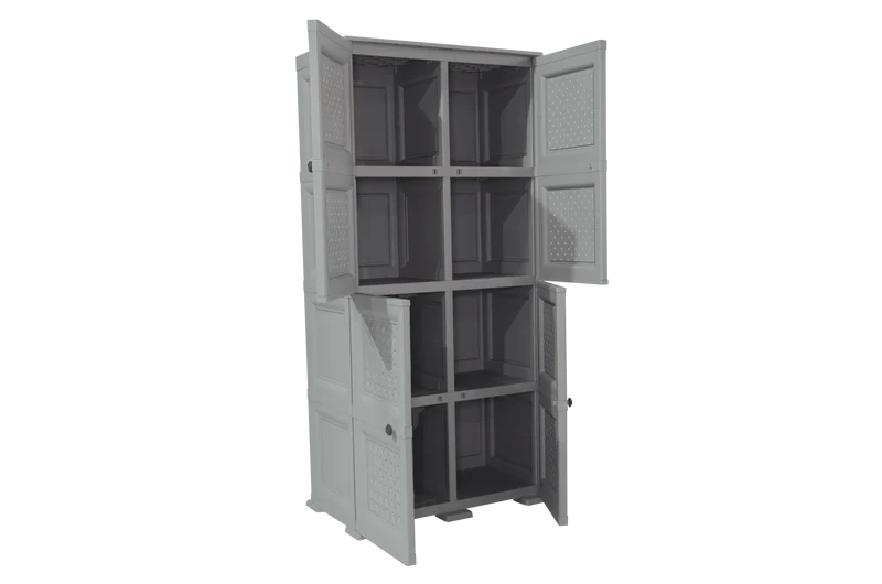 Mueble Organizador Elegance Rattan Da Vinci, Gris, con Cuatro Puertas Batientes