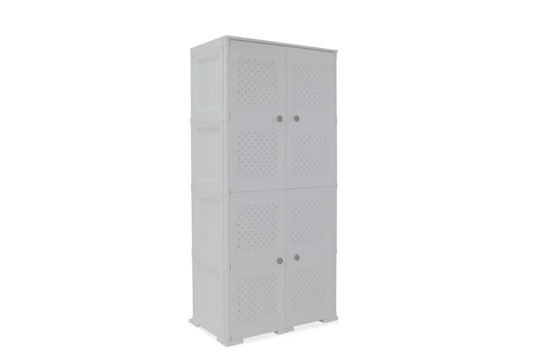 Mueble Organizador Elegance Rattan Da Vinci, Blanco Perla, con Cuatro Puertas Batientes