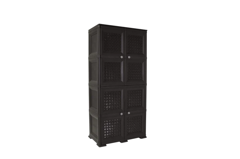 Mueble Organizador Elegance Rattan Da Vinci, Wengue, con Cuatro Puertas Batientes
