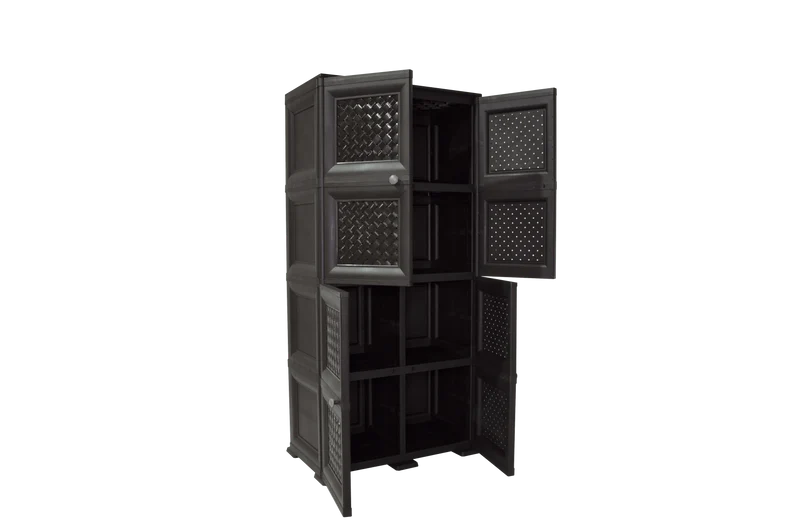 Mueble Organizador Elegance Rattan Da Vinci, Wengue, con Cuatro Puertas Batientes