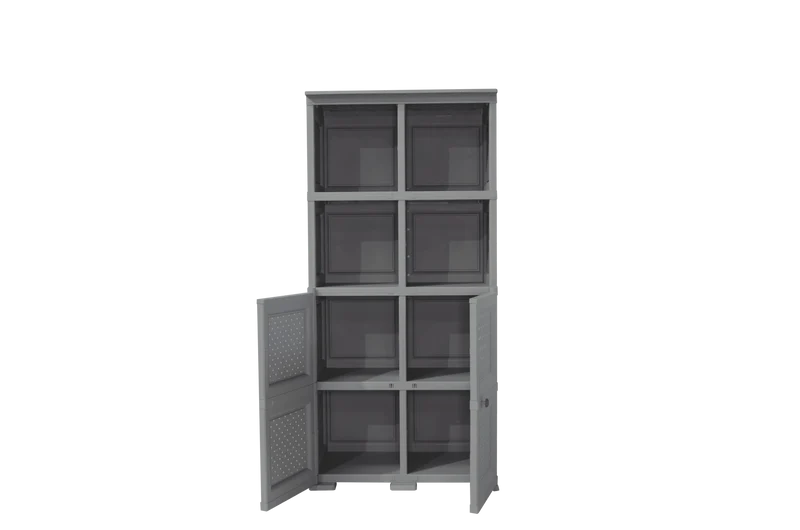 Mueble Organizador Elegance Rattan Monet, Gris, con Dos Puertas Batientes