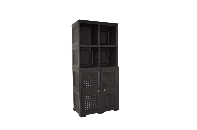 Mueble Organizador Elegance Rattan Monet, Wengue, con Dos Puertas Batientes