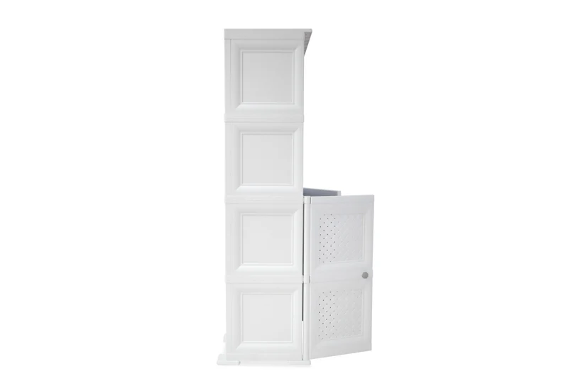 Mueble Organizador Elegance Rattan Monet, Blanco Perla, con Dos Puertas Batientes
