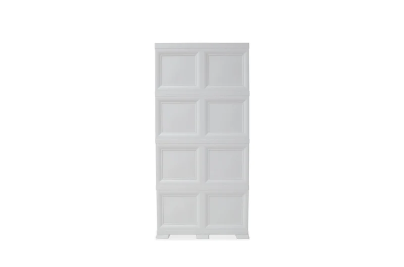 Mueble Organizador Elegance Rattan Monet, Blanco Perla, con Dos Puertas Batientes