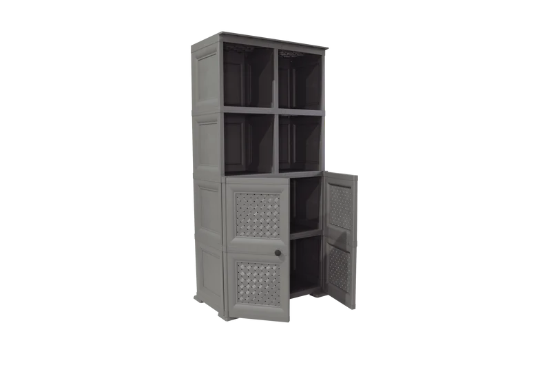 Mueble Organizador Elegance Rattan Monet, Cocoa, con Dos Puertas Batientes