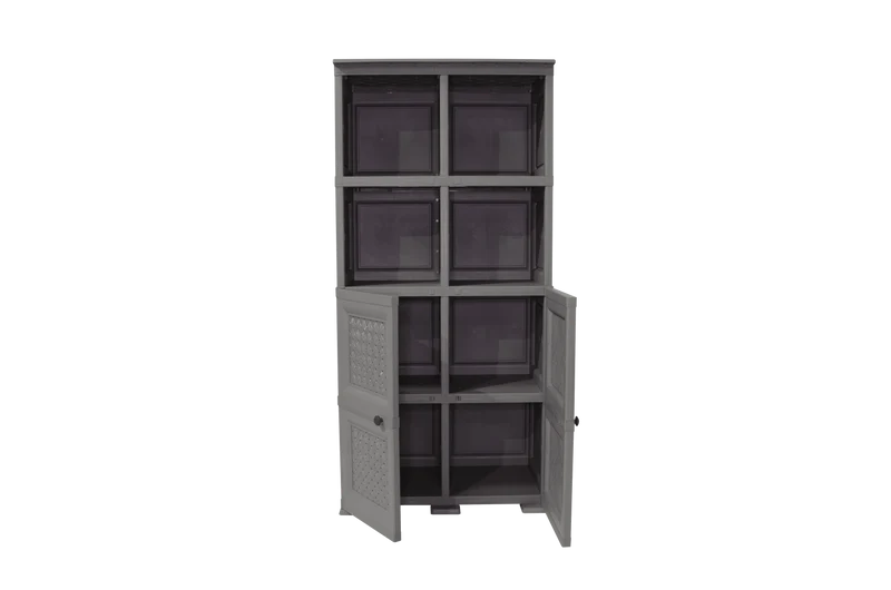 Mueble Organizador Elegance Rattan Monet, Cocoa, con Dos Puertas Batientes