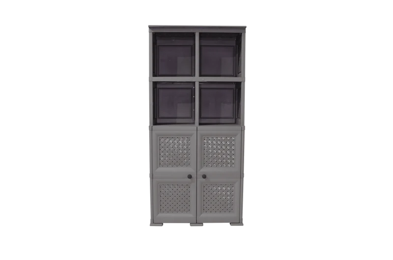 Mueble Organizador Elegance Rattan Monet, Cocoa, con Dos Puertas Batientes