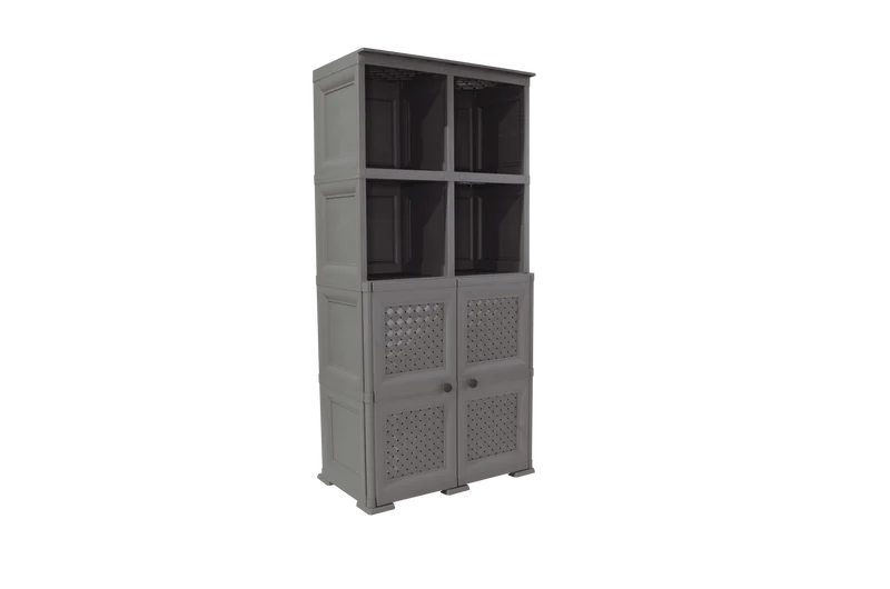 Mueble Organizador Elegance Rattan Monet, Cocoa, con Dos Puertas Batientes