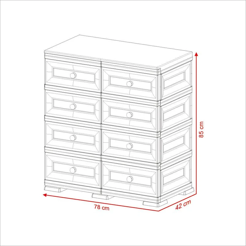 Mueble Organizador Elegance Van Gogh, Cocoa, con Ocho Cajones Deslizables