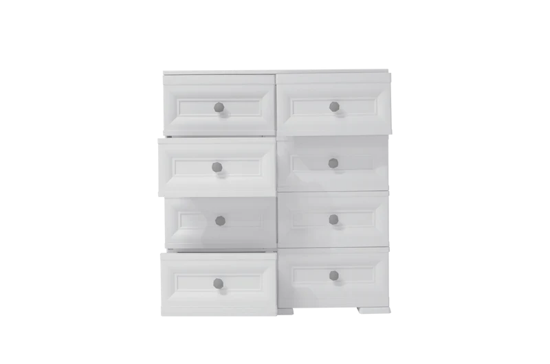 Mueble Organizador Elegance Van Gogh, Blanco Perla, con Ocho Deslizables