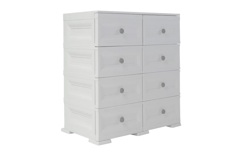 Mueble Organizador Elegance Van Gogh, Blanco Perla, con Ocho Deslizables