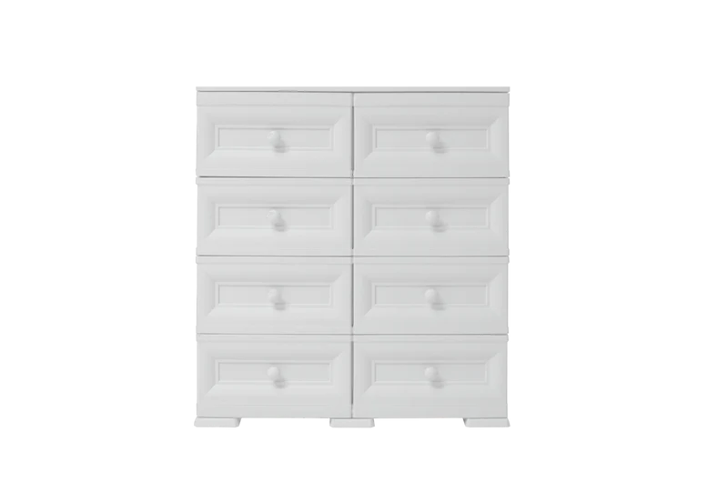Mueble Organizador Elegance Van Gogh, Blanco Perla, con Ocho Deslizables