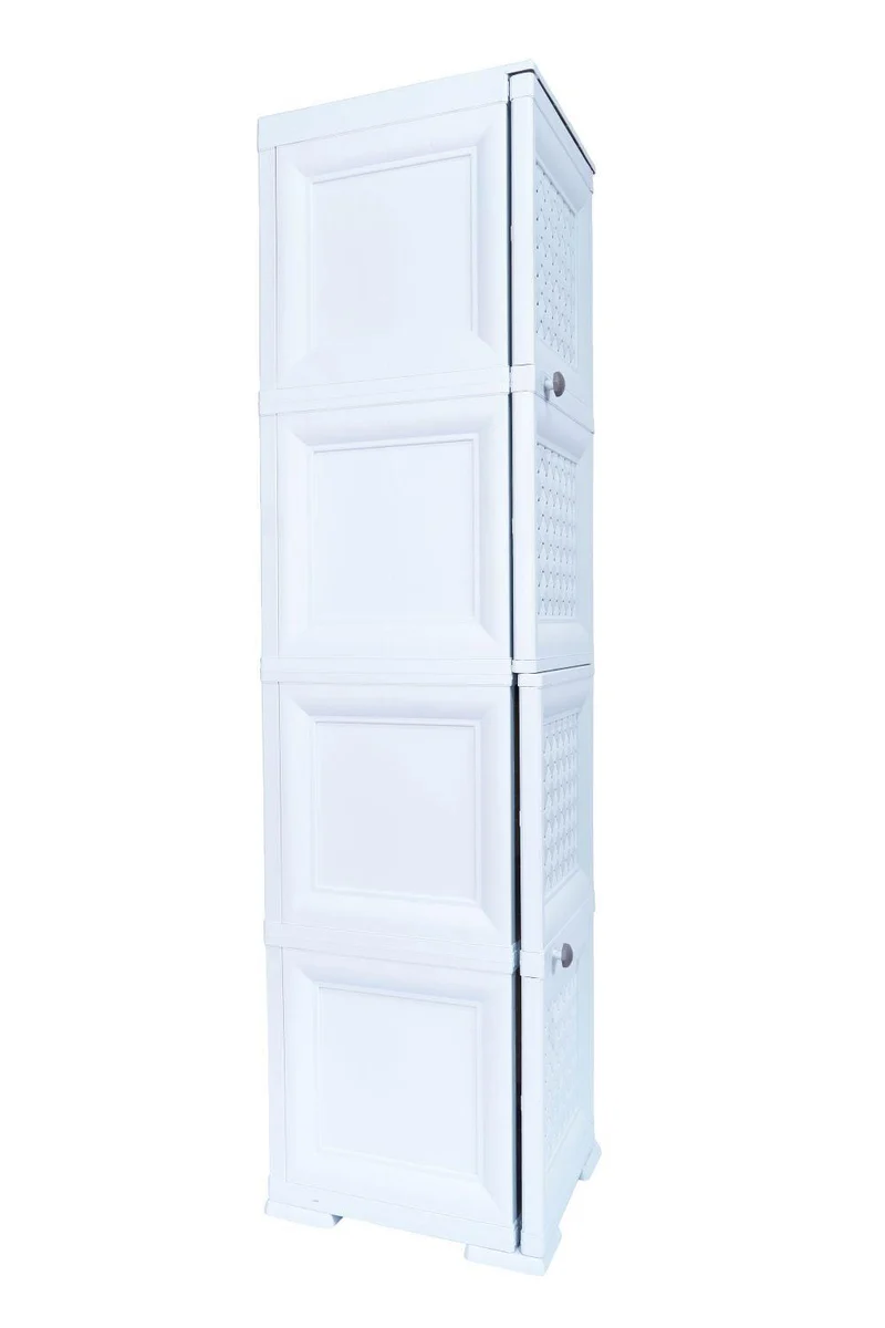 Mueble Organizador Elegance Donatello, Rattan Blanco Marqueza, con Dos Puertas Batientes