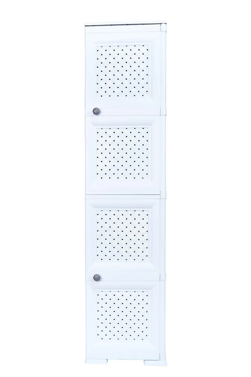 Mueble Organizador Elegance Donatello, Rattan Blanco Marqueza, con Dos Puertas Batientes