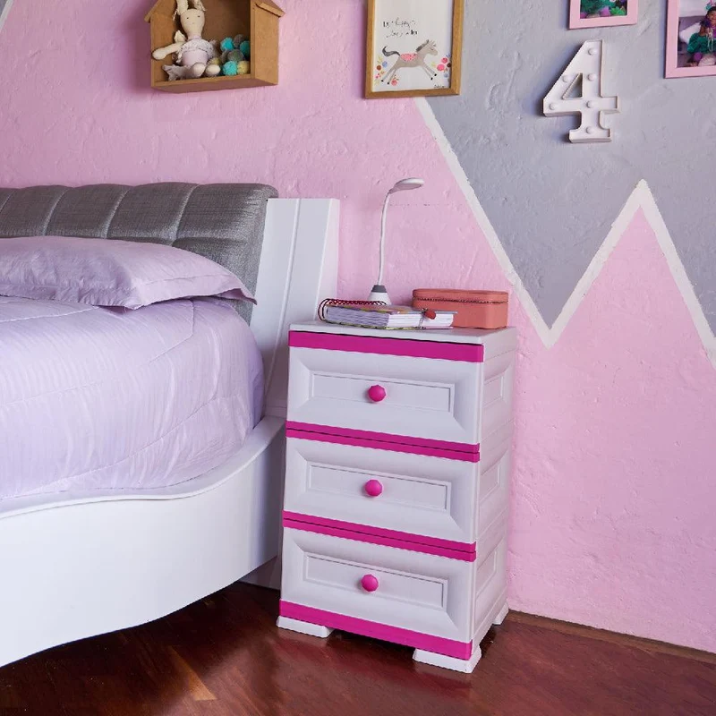 Mueble Organizador Elegance Matisse, Infantil Fucsia, con Tres Cajones Deslizables