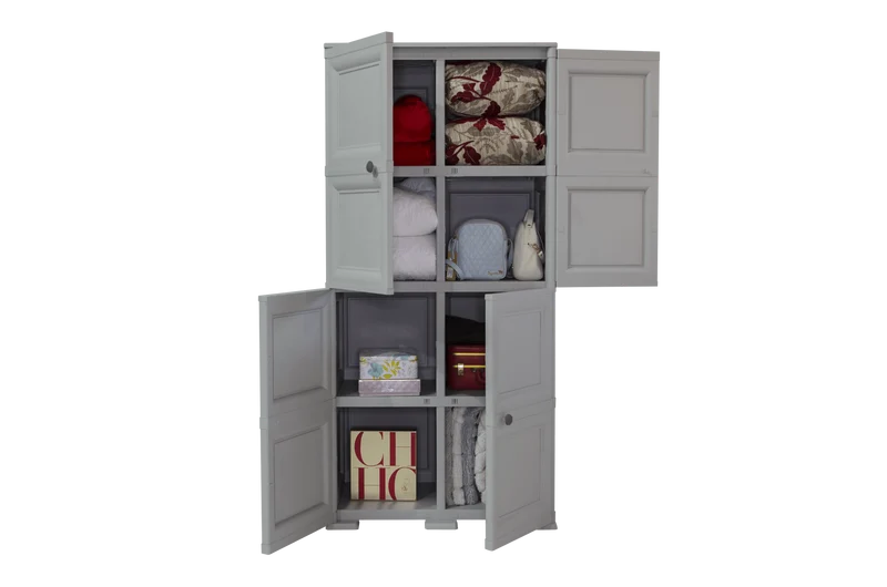 Mueble Organizador Elegance Liso Da Vinci, Gris, con Cuatro Puertas Batientes