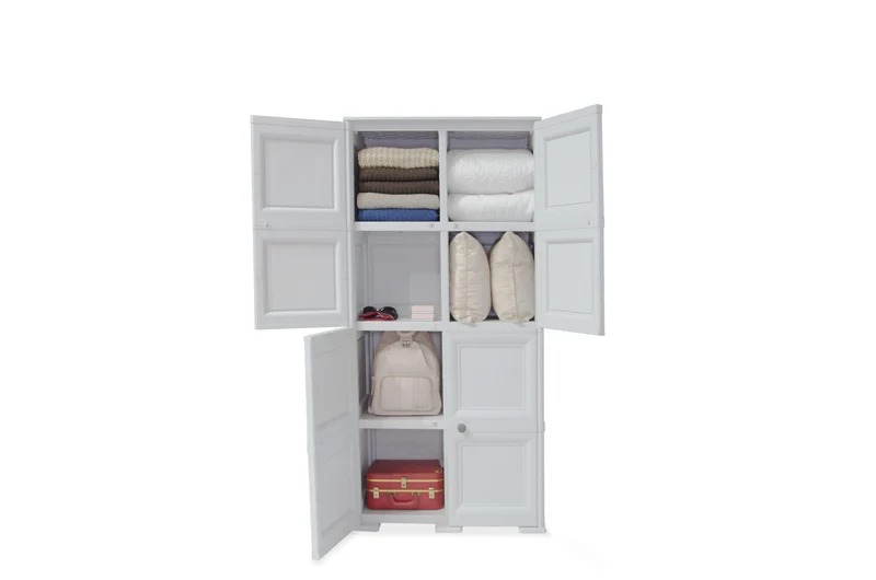 Mueble Organizador Elegance Liso Da Vinci, Blanco Perla, con Cuatro Puertas Batientes