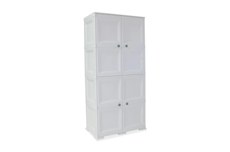 Mueble Organizador Elegance Liso Da Vinci, Blanco Perla, con Cuatro Puertas Batientes