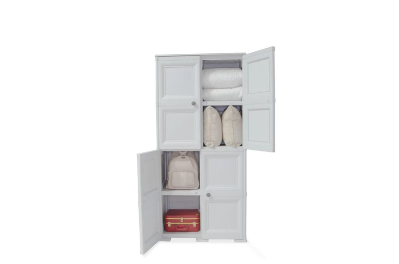 Mueble Organizador Elegance Liso Da Vinci, Blanco Perla, con Cuatro Puertas Batientes
