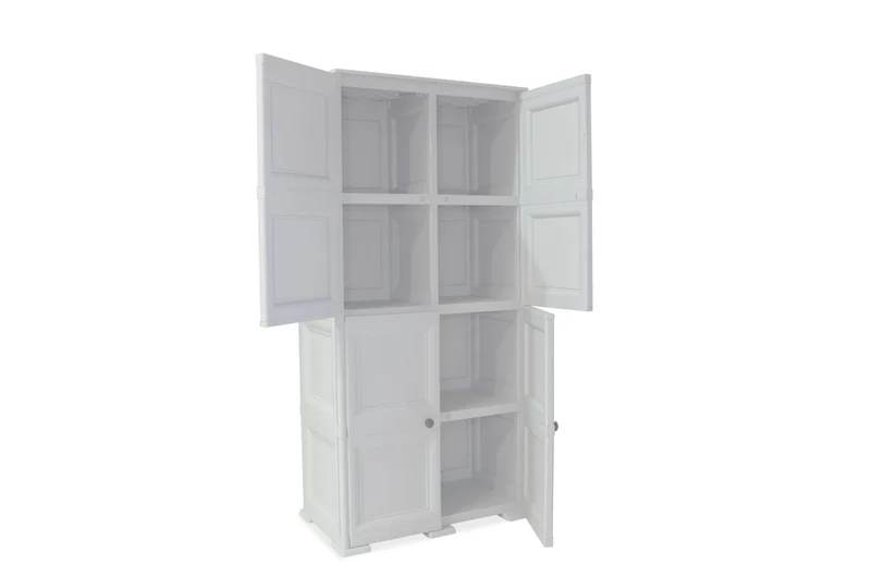 Mueble Organizador Elegance Liso Da Vinci, Blanco Perla, con Cuatro Puertas Batientes
