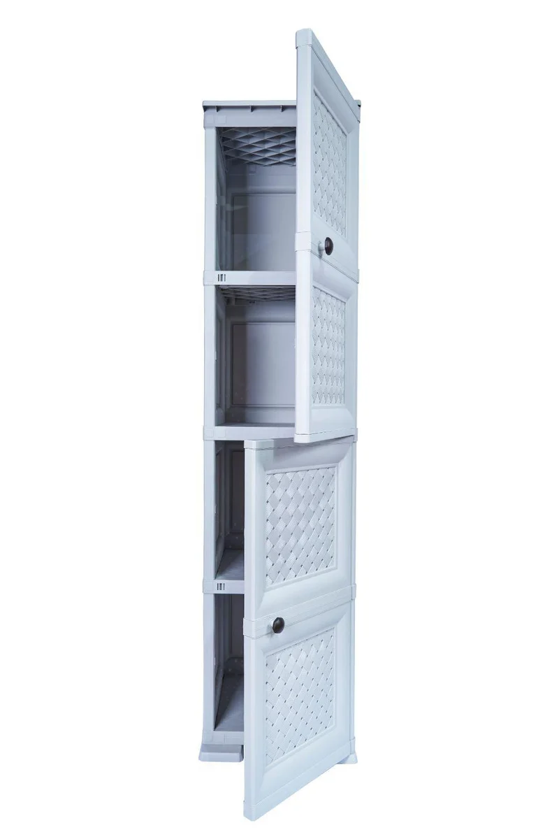 Mueble Organizador Elegance Donatello, Rattan Gris, con Dos Puertas Batientes