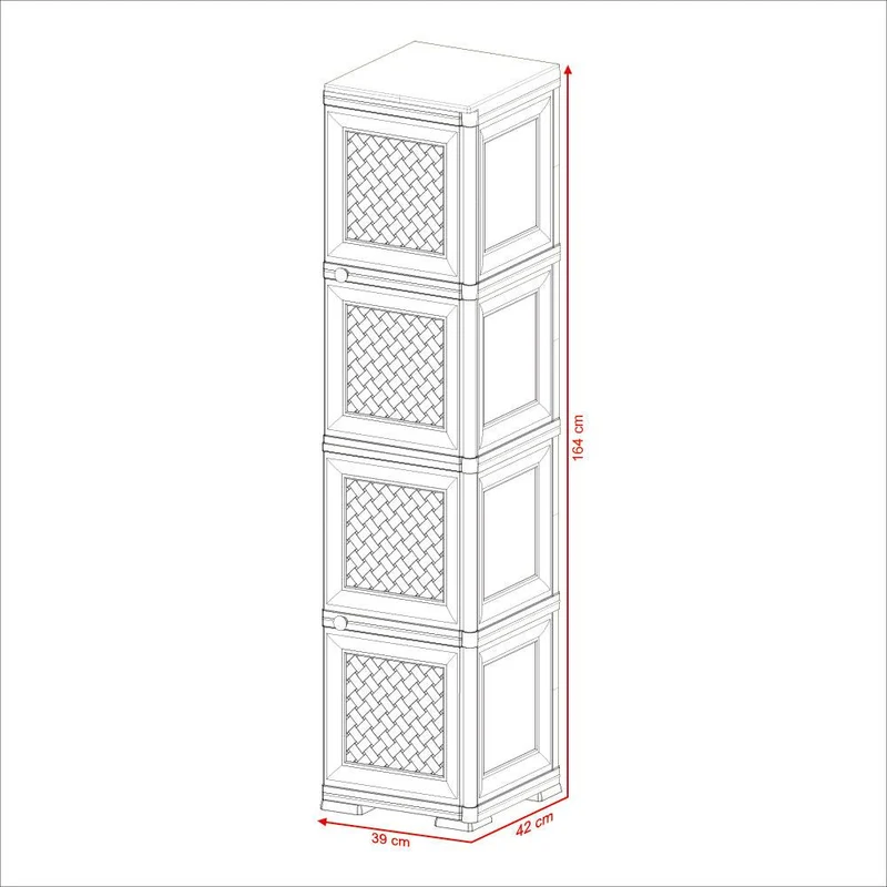 Mueble Organizador Elegance Donatello, Rattan Gris, con Dos Puertas Batientes