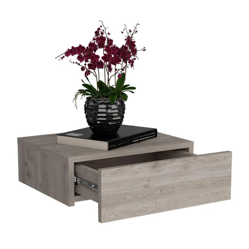 Mesa de Noche Flotante Milano, Humo, con un Cajón ZF