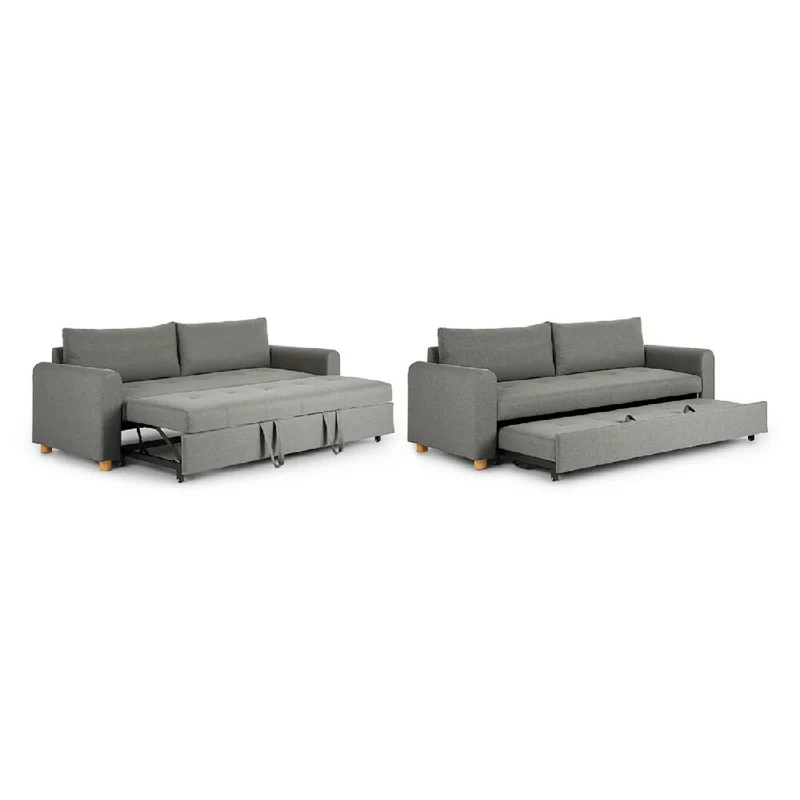 Sofá Cama Cajón Dominica 3 Puestos Tela Gris Oscuro