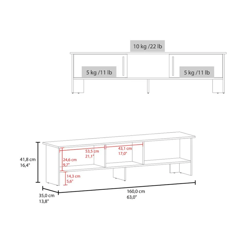 Mesa Para Tv Dago, Positano, Para Televisor de Hasta 65 Pulgadas con dos puertas ZF