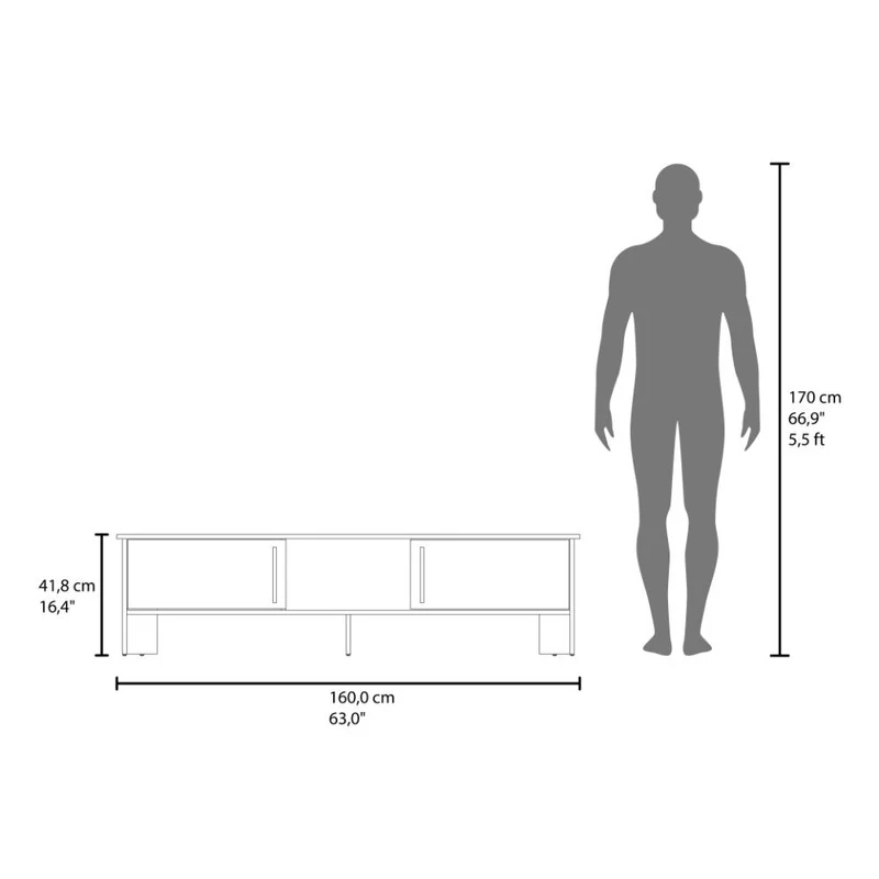 Mesa para TV Dago,Avellana, para Televisor de hasta 65 Pulgadas con Dos Puertas ZF