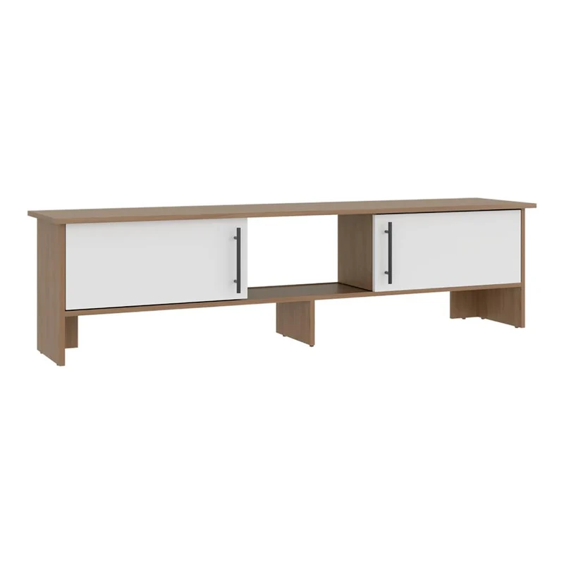 Mesa para TV Dago, Fresno Europeo y Blanco, para Televisor de hasta 65 Pulgadas con Dos Puertas ZF
