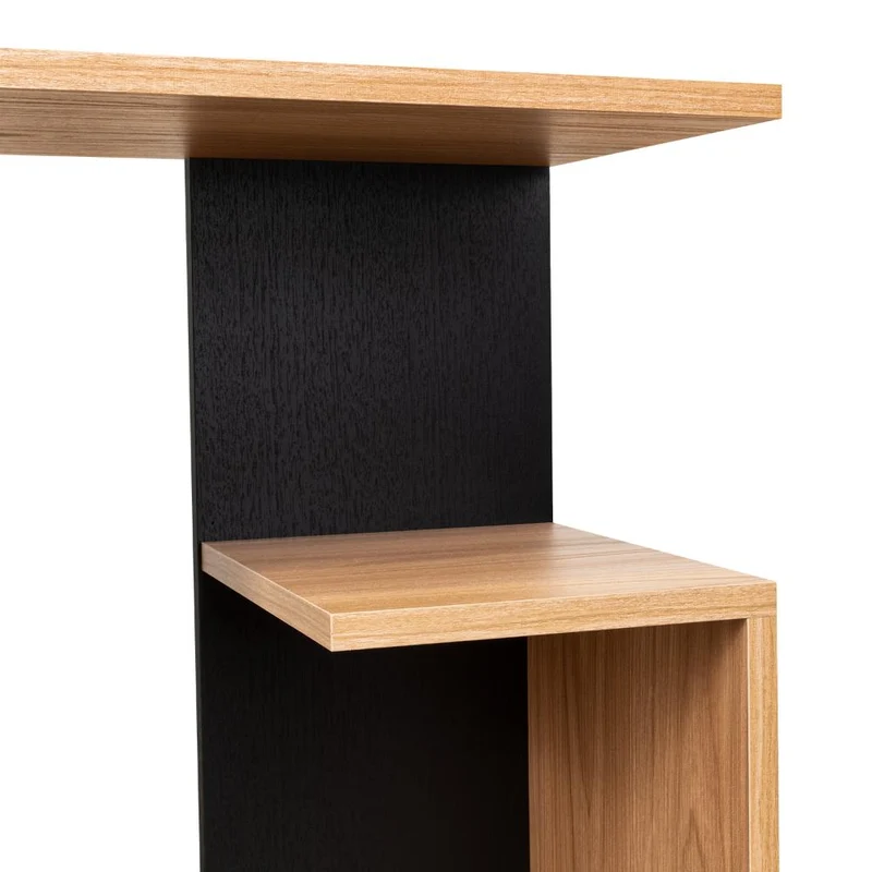Mesa de Noche Evert, Fresno Europeo y Wengue, con Diseño Moderno y Espacio para Ubicar Objetos