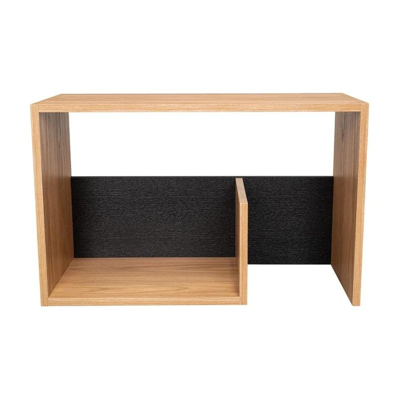 Mesa de Noche Evert, Fresno Europeo y Wengue, con Diseño Moderno y Espacio para Ubicar Objetos