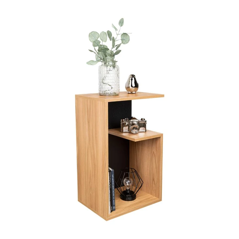 Mesa Auxiliar Evert, Fresno Europeo y Wengue, con Diseño Moderno y Espacio para Ubicar Objetos