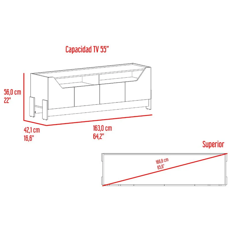 Mesa para TV Holt, Fresno Europeo y Capri, para Televisor Máximo 50"