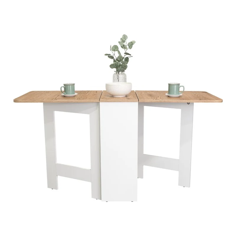 Mesa Auxiliar Galety, Blanco y Macadamia, con Capacidad para Seis Puestos ZF