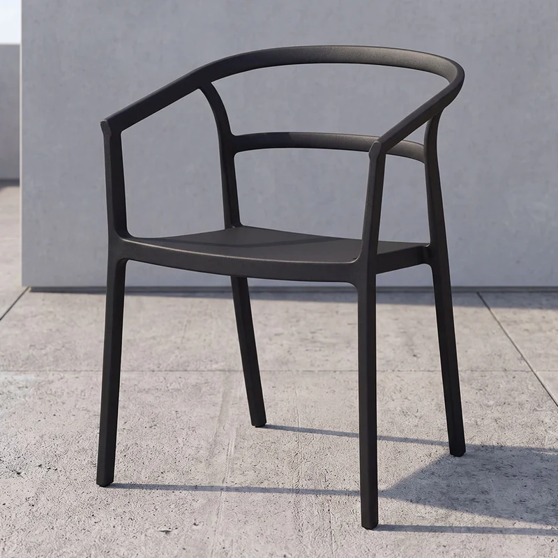 Silla Porto, Negro, con Espaldar Minimalista y Diseño Moderno