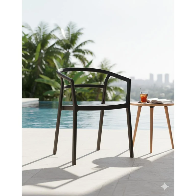 Silla Porto, Negro, con Espaldar Minimalista y Diseño Moderno