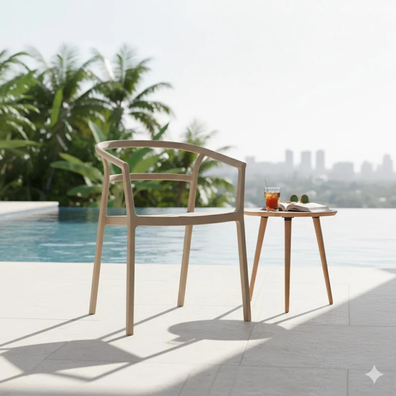 Silla Porto, Taupe, con Espaldar Minimalista y Diseño Moderno