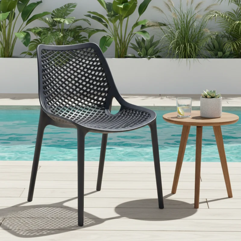 Silla Miame, Negro, con Espaldar y Reposa Brazos