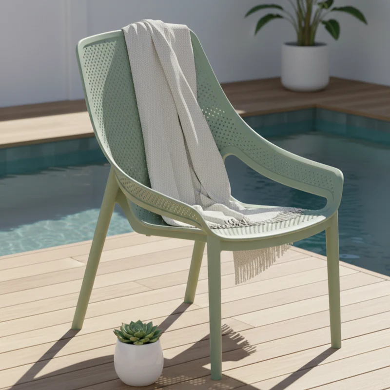 Silla Lounge Ibiza, Verdematcha, con Espaldar y Reposa Brazos